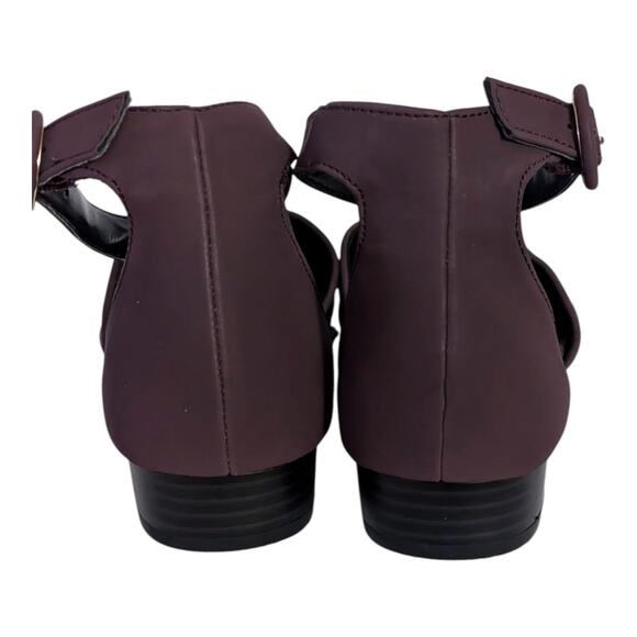 Burgundy Express Block Flats With Ankle Strap 7 - Picture 10 of 13